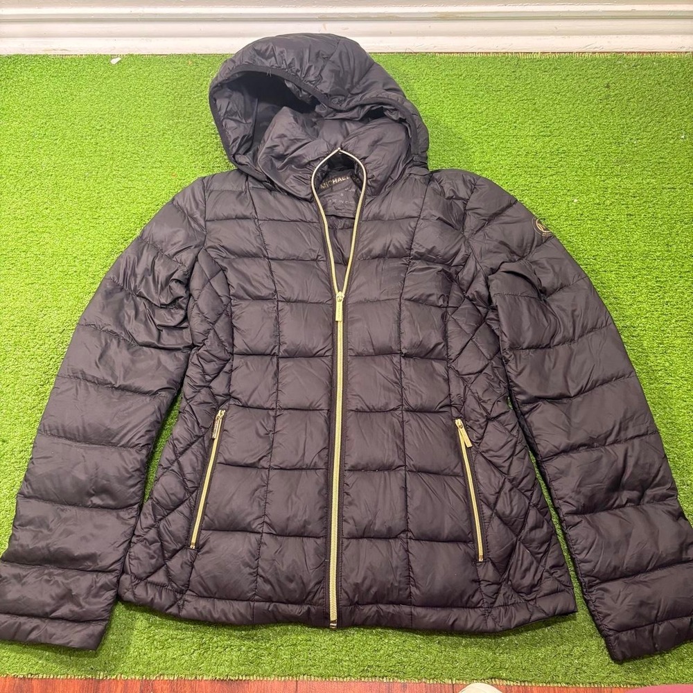 Michael Kors Packable Down Jacket Women's S Black Goose Down Filled Lightweight